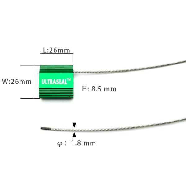 US-CC182 Tamper Proof Pull Tight Aluminium Container Security Cable Seal with 1.8 mm Cable and 2.74 KN Tensile Strength