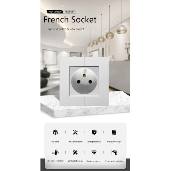 16A France Electrical Power Socket Small Module Metal Panel 86mm