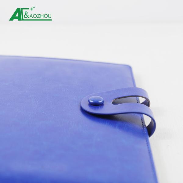 Blue Color Ring Binder Organizer Snap Fastener Embossed Logo Firm Binding
