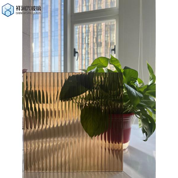 Flat 3mm Bronze Karatachi Patterned / Embossed Glass with Flat Edge Work Flat Polished