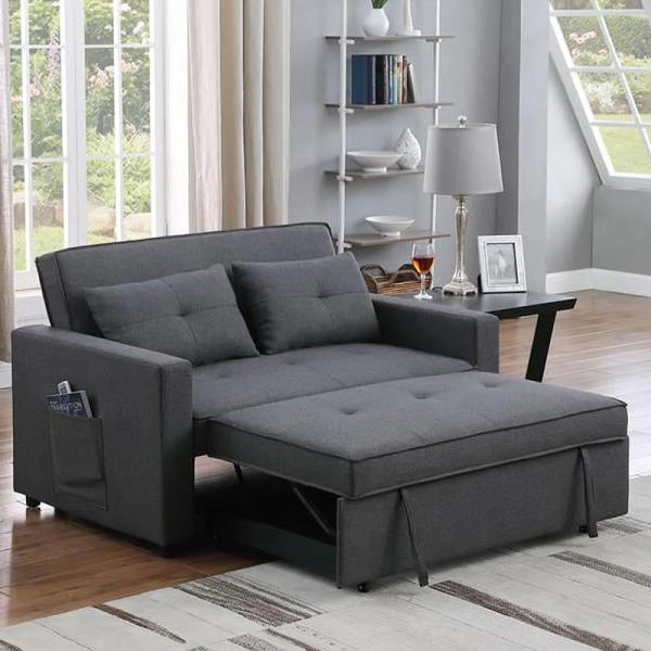 3 in 1 Sleeping Chair with Bed Function Extendable s Adjustable Single Sofa Side Storage Pocket