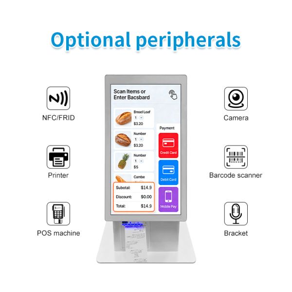 21.5 Inch Self-Checkout Kiosk Automated Payment Machine Android Windows System Touch Screen LCD Display 1920x1080 Resolution