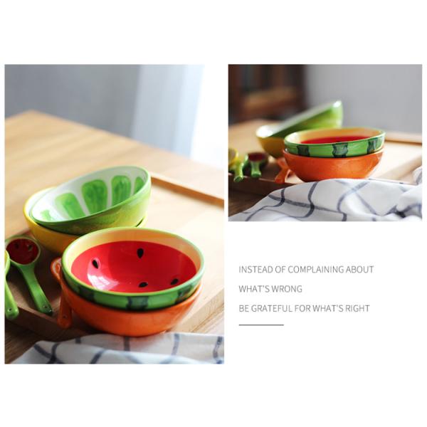 Creative Hand Painted Baking Ceramic Bowl , Watermelon Pattern Porcelain Ice Cream Bowls