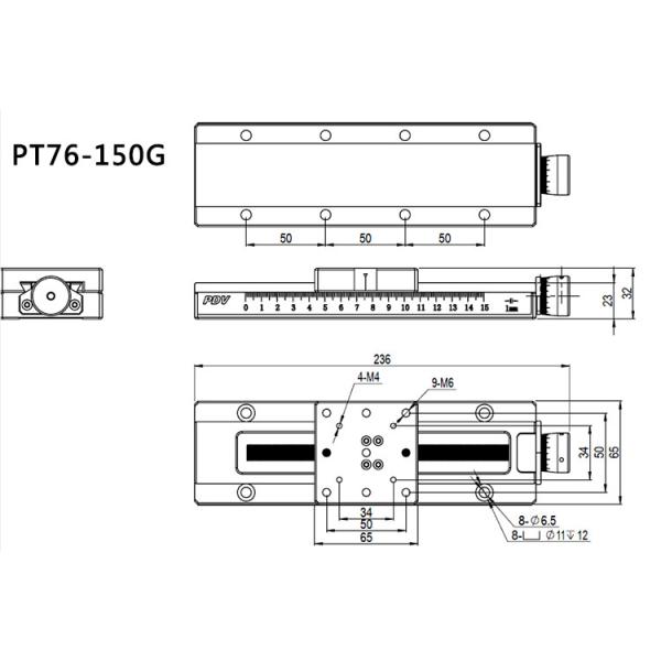 75/150mm Travel Manual Linear Stage X Axis Dovetail Guide