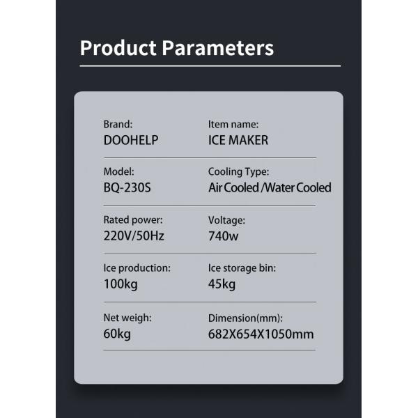 Commercial Automatic Ice Machine 120kg 110-220v Nugget Ice Cube Maker