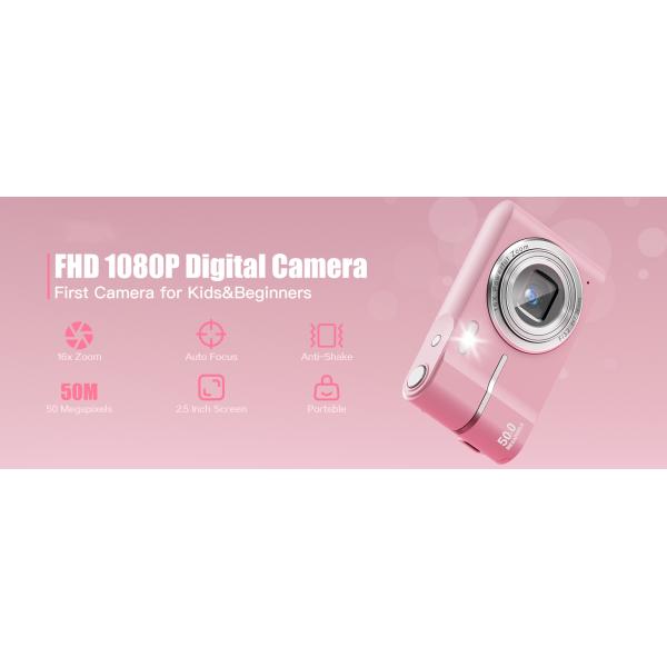 Shockproof Compact Digital Camera Autofocus 50MP 16X For Beginner Photography