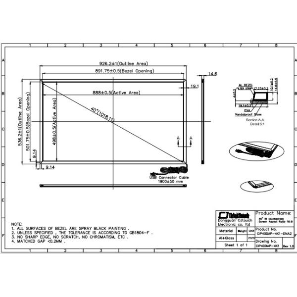 40" Antiglare Infrared Touch Screen For Advertising Display 10points Touch