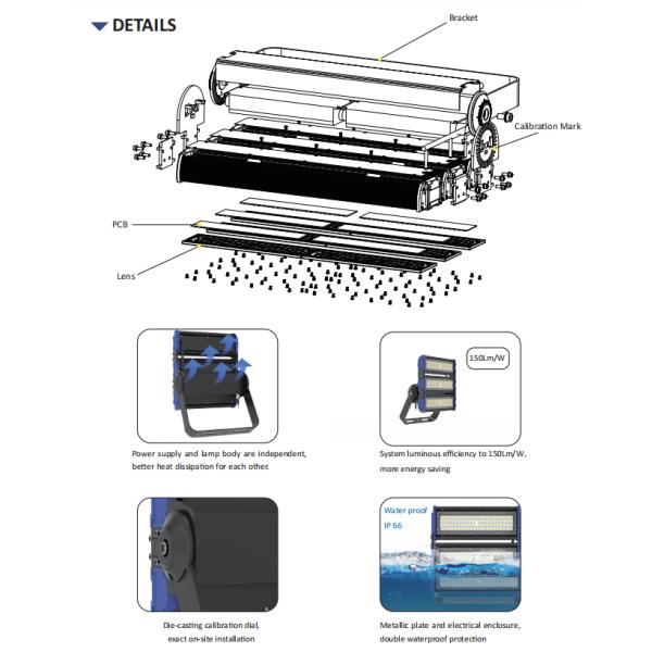 2200K High Mast Flood Light Electroplating Led Stadium Flood Lights