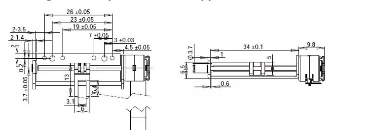 Slider Linear Stepping Motor 10mm, Slider Linear Stepping Motor 5V DC, VSM1069 Linear Stepper Motor