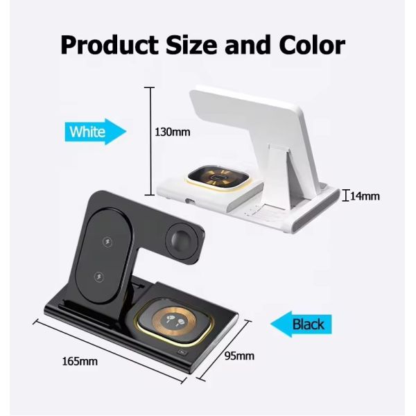 Multifunction Desk Foldable Wireless Charger Charging Stand With Light 18W Magnetic 4 In 1 Wireless Phone Charger