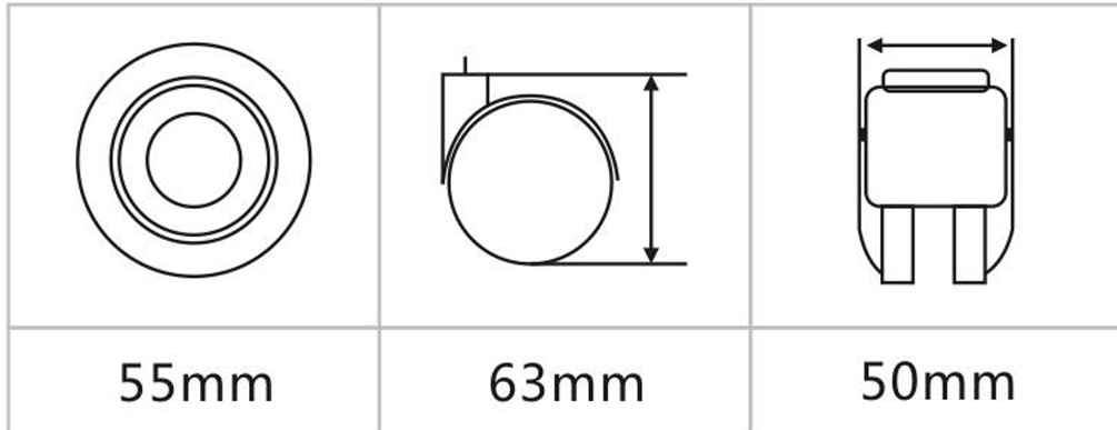 55mm Wheel WidthThreaded Stem Caster Wheels Light Duty Small Wheels Swivel Furniture Office Chairs