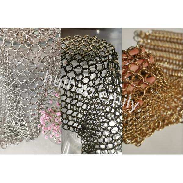 Interior Design Metal Round Ring Mesh Curtain With SS Eletroplating
