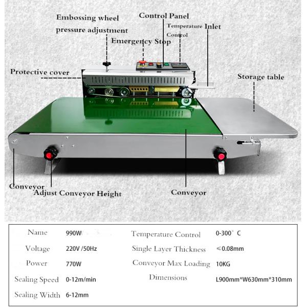 40cm Width Automatic Electronic Foil Bag Sealer for Continuous Sealing Efficiency