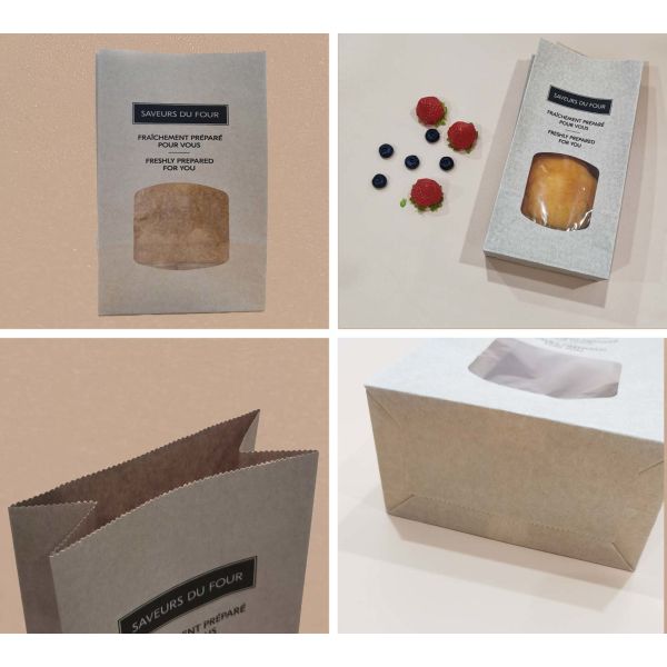 Customized Window SOS Kraft Bakery Bag Bread Bag Food Bag With Clear Window Use For Baked Food Tough And Good Tear Resistance