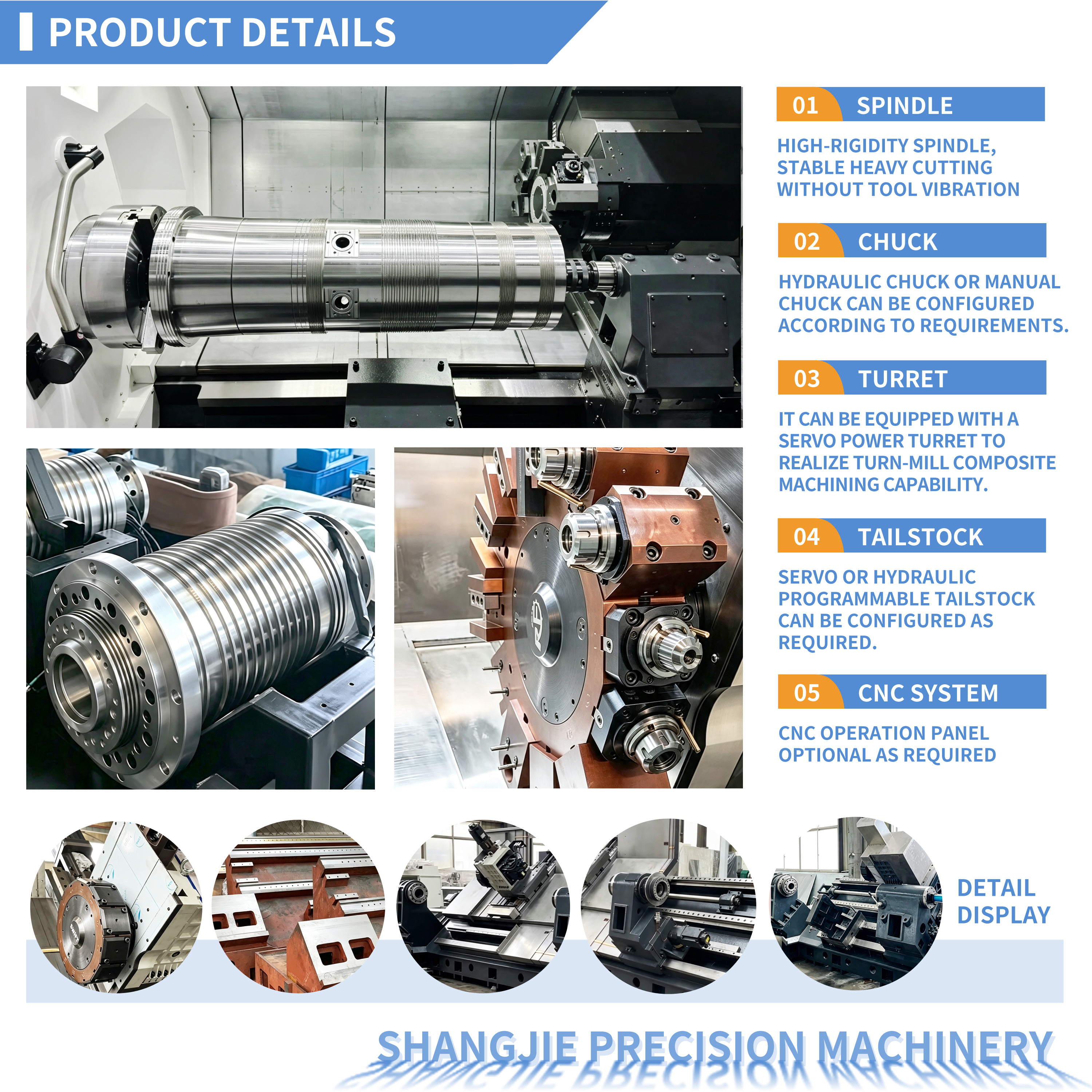 Precision Heavy-Duty Multi-Function CNC Turning Center with Servo Drive System and Robust Cast Iron Base for Stability