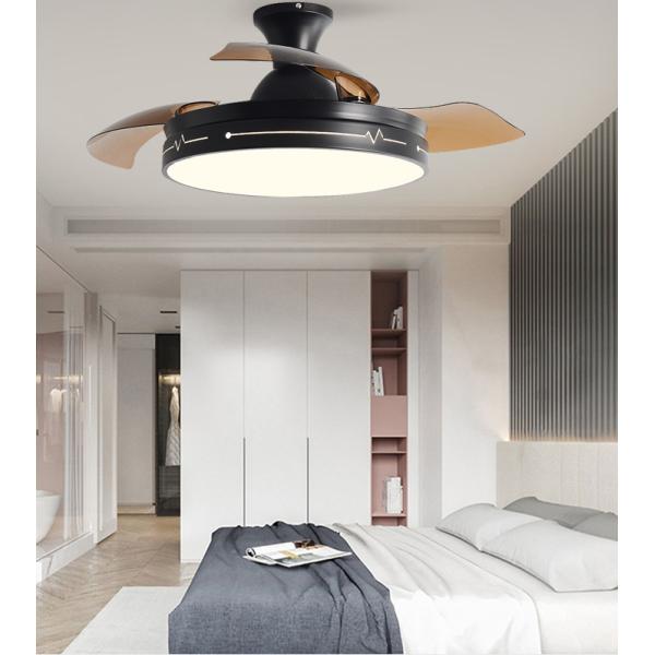 Decorative Folding Ceiling Fan With Light Remote Control Black Brown