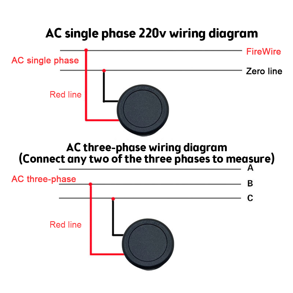AC 50-100V Digital LED Voltmeter Car Voltage & Current Meter with Two-Wires Detector Tester Monitor Panel Display