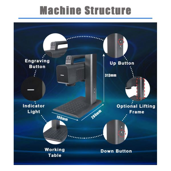 2W Mini Metal Laser Engraving Machine Multifunctional Automatic Portable 70 × 70mm