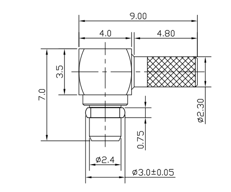 MCX Right Angle Plug To MMCX Right Angle Plug RF Cable Assembly RG 178