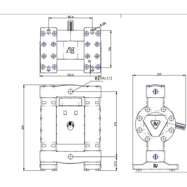 RV PTFE Diaphragm Pump 36lpm Max Flow 100psi Pressure