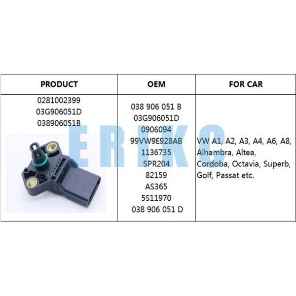 ERIKC autoparts 0281002399 car MAP Manifold Absolute intake Pressure Sensor 038906051B 0281002401