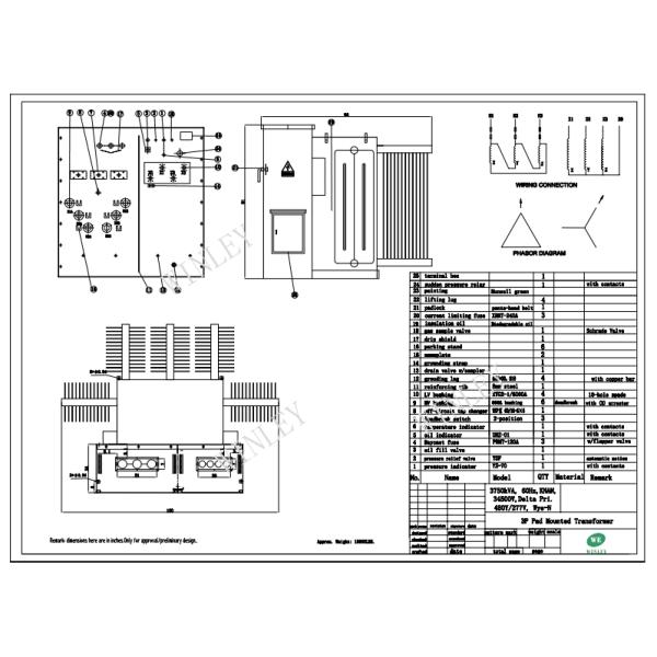 UL Certification 3750KVA Three Phase Pad Mounted Transformer Liquid-filled Dead Front Loop Feed 34500V To 480Y277 ANSI C57