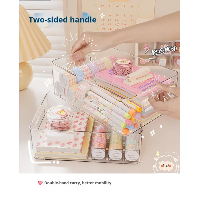 High Quality Cosmetics Organizing Snacks Small Sundries Plastic Rectangular Transparent Desktop Storage Box