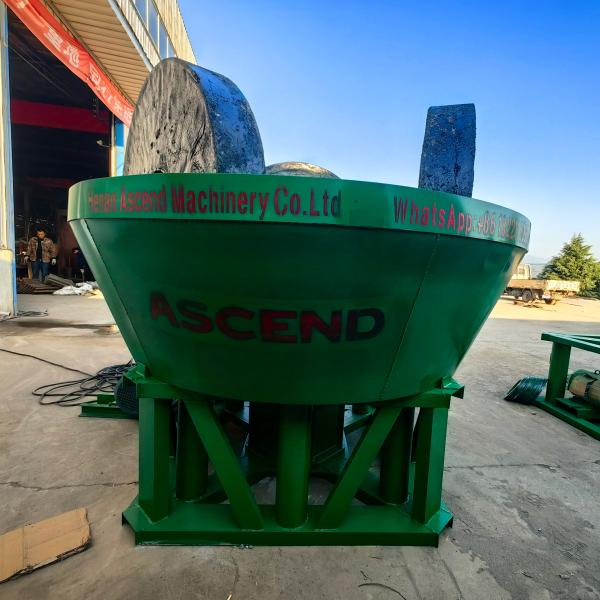 Gold Silver Ore Grinding Machine Three Rollers Water Wet Pan Mill 1200 Model 1 Tph Capacity Output Size 80-150 Meshes