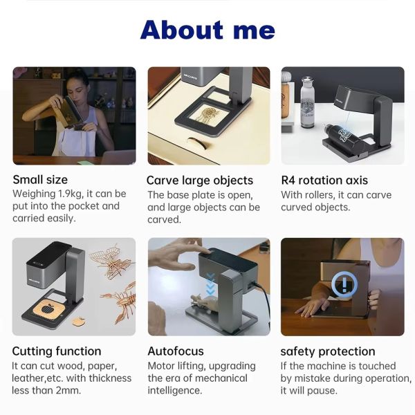 Laser engraving machine - Compact and portable automatic focusing DIY engraving machine - Home use - Street vending - Laser cutting machine