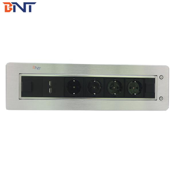 Office 2 pin round EU power hidden table mount socket outlet with usb charger