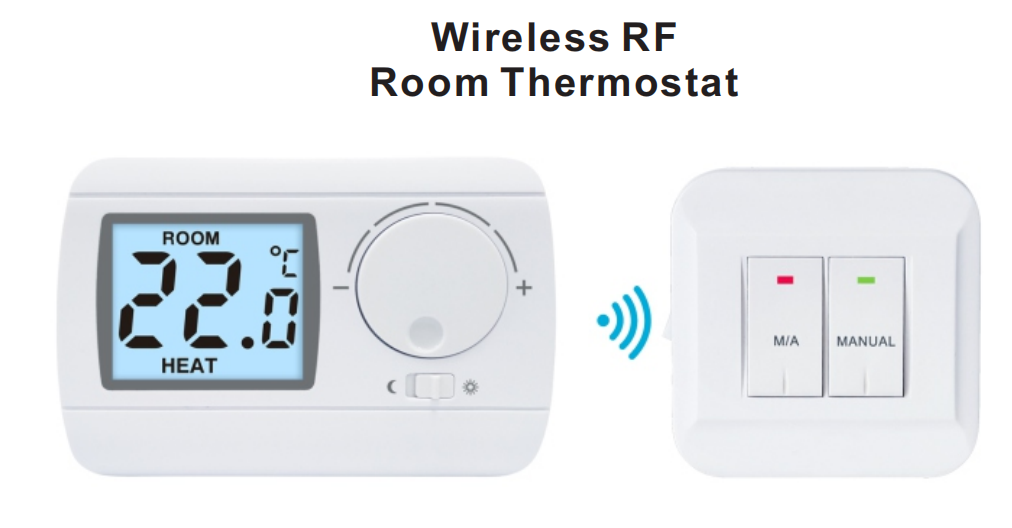 White Customized Automatic Non-programmable Wireless RF Thermostat Durable Temperature Regulation Solution Ideal for HVAC Systems and Equipment