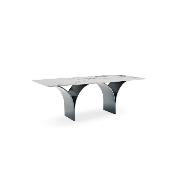 Customized Rectangular Modern Dining Table with Marble Top Stainless Steel Base Home Apartment Hotel Kitchen Dining Room Furniture