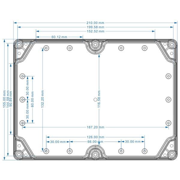 210x155x65mm ip65 waterproof plastic enclosure case