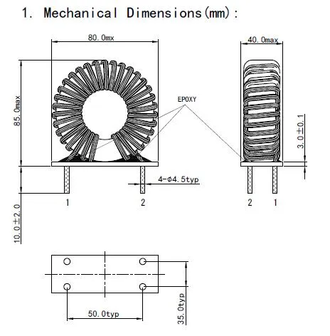 High Current Toroidal Differential Mode Choke with Sendust Core