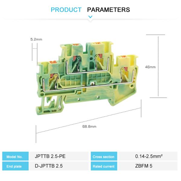 Easily Inserted Electrical Terminal Block Yellow and Green Durable Wire Connector Block