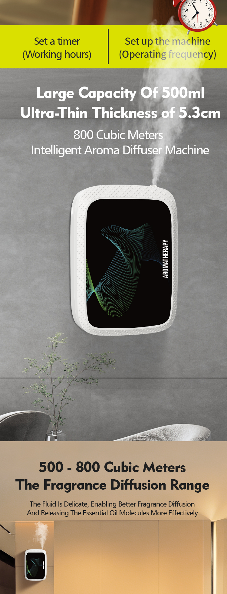 Eco Friendly Aroma Diffusers With Timing Function Commercial Wall Mounted Scent Diffuser