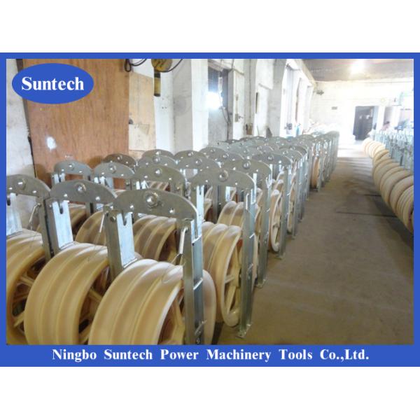 660x100mm Galvanized Steel Frame Nylon Sheaves Stringing Conductor Pulley Block