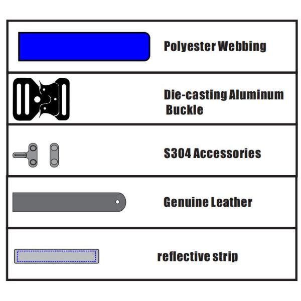 Blue Webbing Mining Waist Belt With Self Locking Clips Reflective Strip