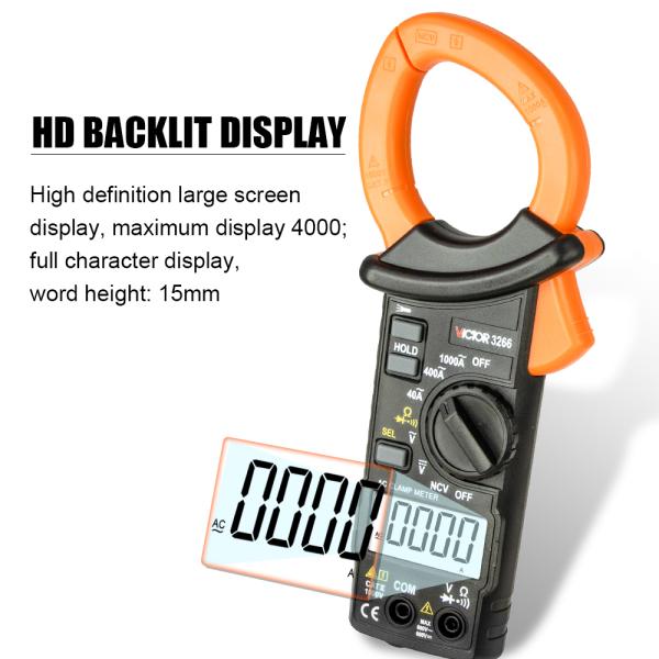 VICTOR 3266 HIGH-PRECISION DIGITAL CLAMP METER large screen display maximum display 4000 word height 15m