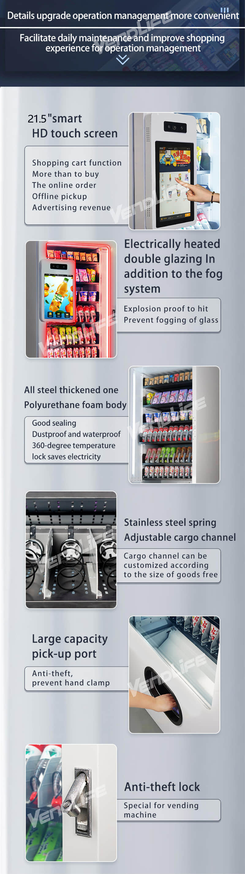 Smart Beverage Vending Machine with 21.5 Inch Touch Screen, Refrigerated Drink Dispenser, Cashless Payment and Remote Management System for Commercial