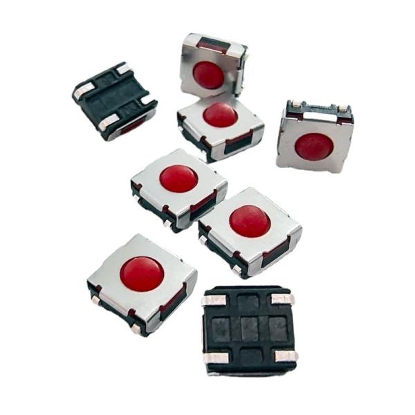 Pack Foot 4 Pins SMD Tact Switch , Red Silicone Ball Button Tactile Switch