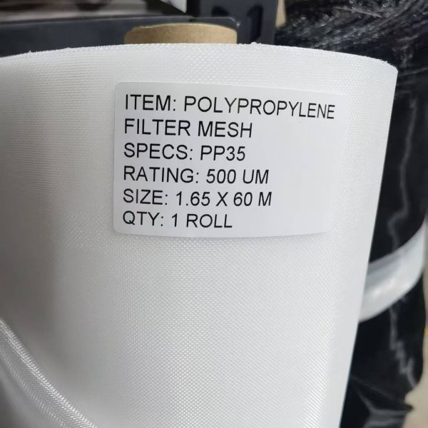 600 Micron Polypropylene PP Monofilament Filter Mesh, 49% Open Area, Plain Weave