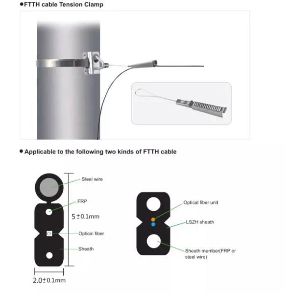 Anchor Clamps Fiber Optic Cable Fittings For FTTH Flat Drop Cable