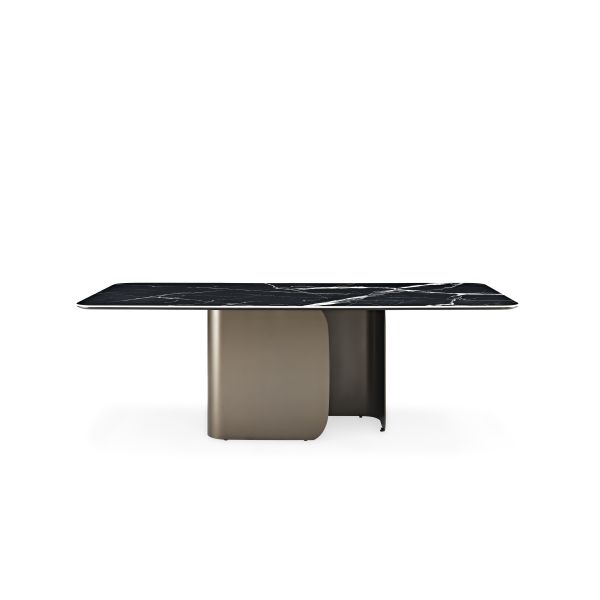 Italian Design Luxury Dininner Table and Chairs Modern Rectangular Ceramic Marble Top Steel Home Furniture for Dining Room