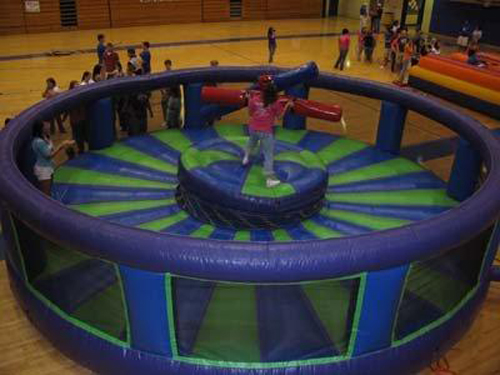 Small Inflatable Gladiator Joust , Inflatable Amusement Park With Green / Grey