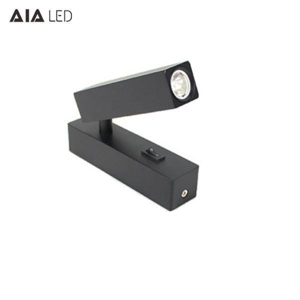 Surface mounted hotel wall reading light 3W flexible headboard wall lamp dimmable led bedside wall light