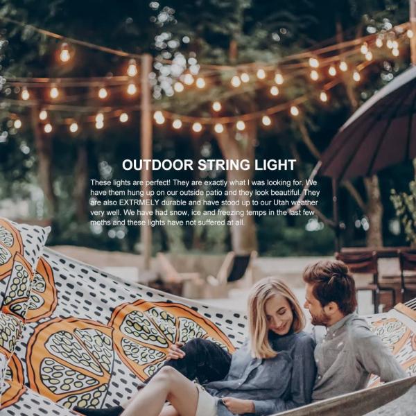48ft 15 Sockets Outdoor Commercial Grade LED String Lights