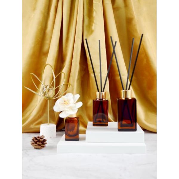 Empty 100ml Square Reed Diffuser Glass Bottle In Gradient Color With Aluminum Screw Cap