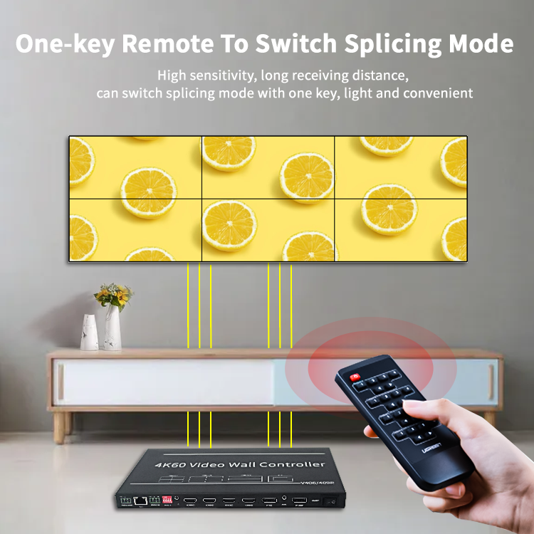 4K60 Video Wall Controller with 6 HDMI Outputs and RS232 Control for Multi-Screen Display