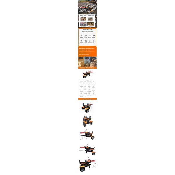 25T Gasoline Firewood Processor Vertical Log Splitter for Quick Firewood Log Splitting